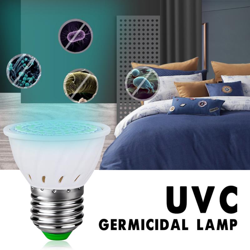 E27 UV Desinfection Lamp E14 LED Sterilizer Lamp MR16 LED UVC Germicidal Bulb GU10 Ultraviolet Light 60 80leds Amuchina B22