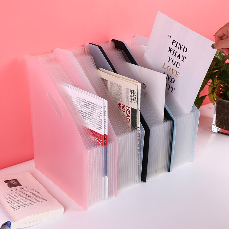 Retractable Standing Organ Bag 13 Grid Classification Multi-Layer Test Paper Storage Folder Desktop Office Sort Out Stationery