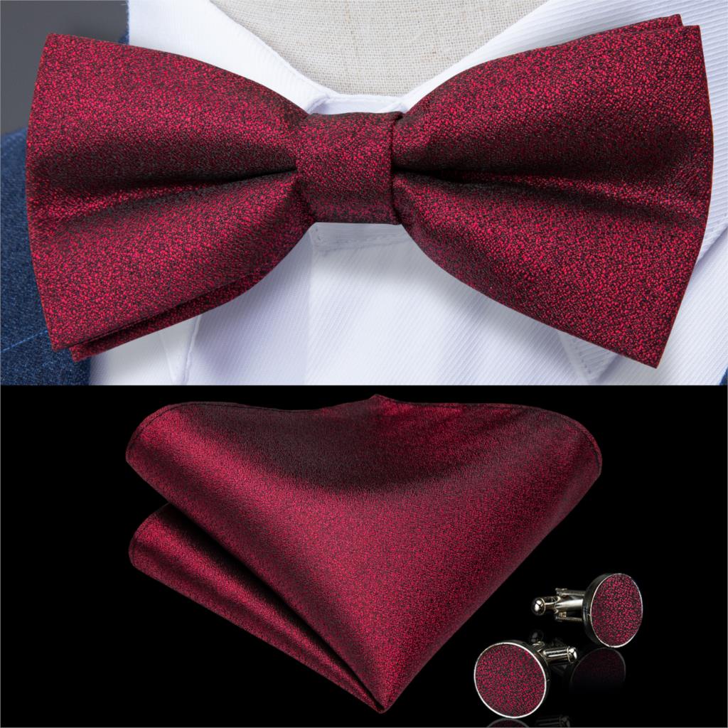 Formal dress Red Striped Paisley Wedding Bowtie Men Bow Tie set Butterfly Tie Pocket Square Cufflinks Cadeau Homme DiBanGu: HL-0119