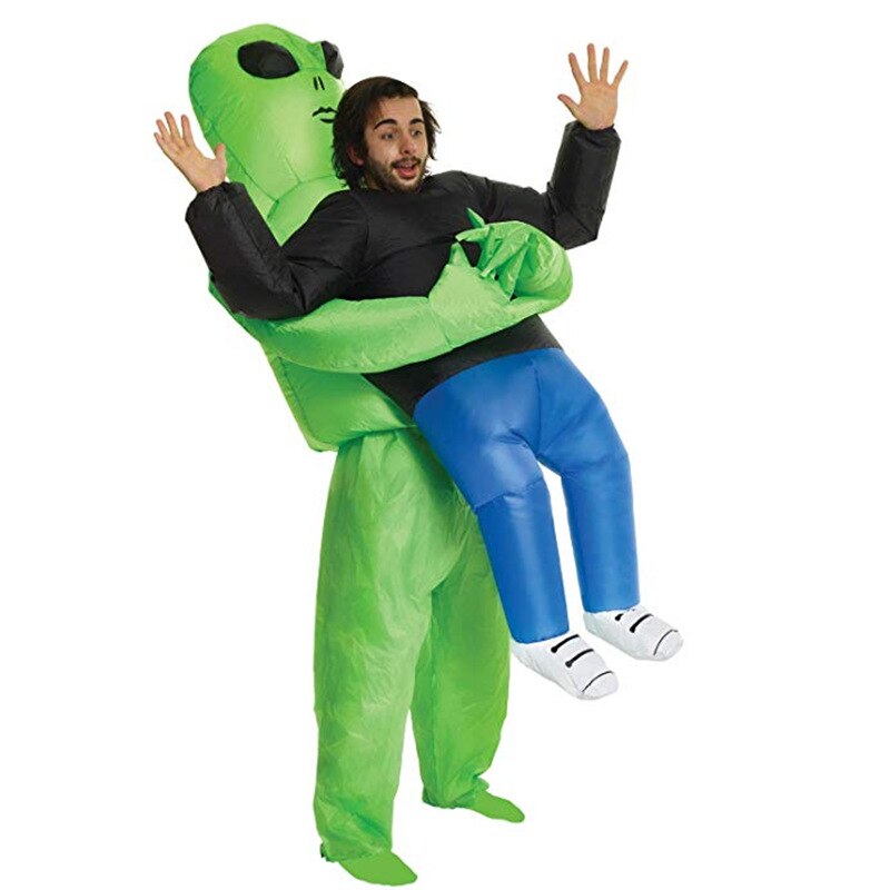Adulto ET Gonfiabile Monster Costume Alieno Verde di Trasporto Umani Cosplay di Halloween Dello Spettacolo Divertente Tuta Gonfiabile