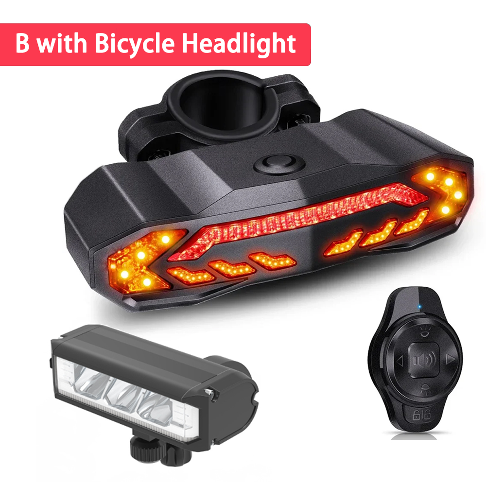 Faro per bicicletta Rockbye con allarme clacson telecomando fanale posteriore per bicicletta impermeabile con indicatore di direzione allarme antifurto per bicicletta: marina militare Blu