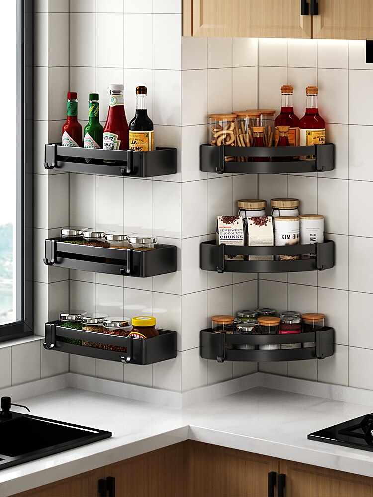 Estante esquinero para cocina, esquinero de esquina, sin agujero colgante, triángulo, pequeño, de almacenamiento, esquina de pared