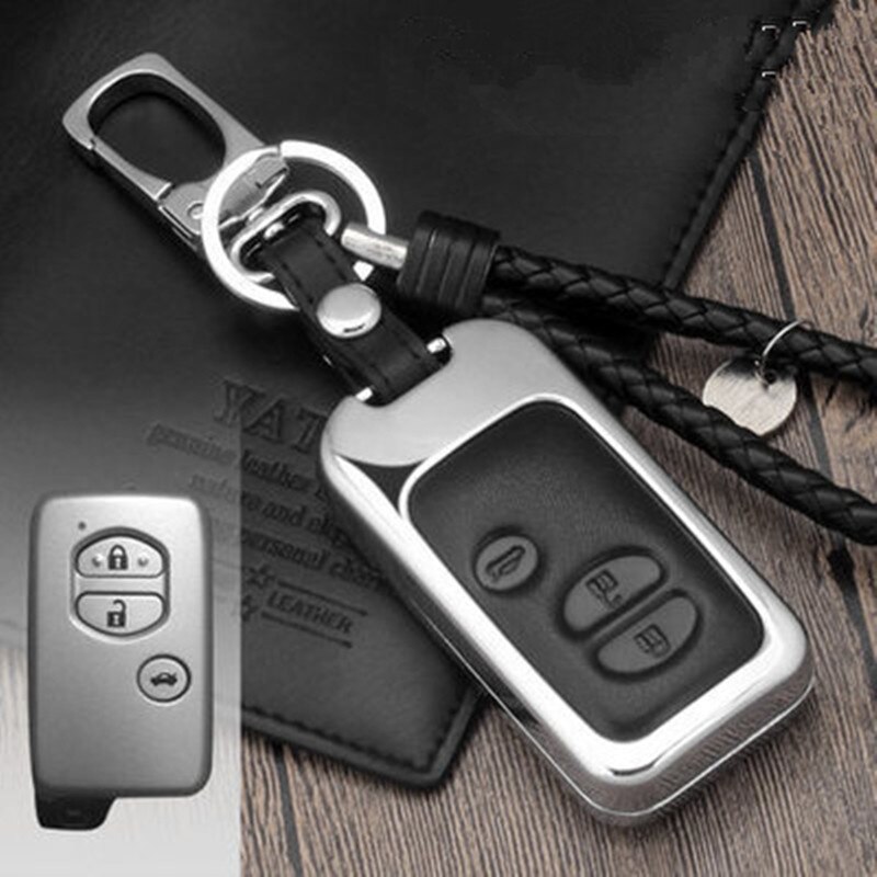 Zinc Alloy Car Key Case Cover Bag For Toyota Camry Prius Land Cruiser Prado 150 Crown For Subaru Foreste XV Keychain Holder: 3 button black