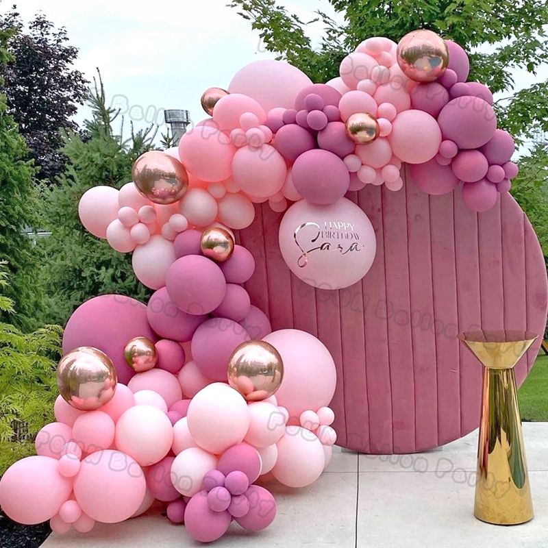 Kit de arco de guirnalda de Globos rosas, decoraciones para de cumpleaños, Foil de cumpleaños para niños, Globos de oro blanco, decoración de boda, Globos para Baby Shower