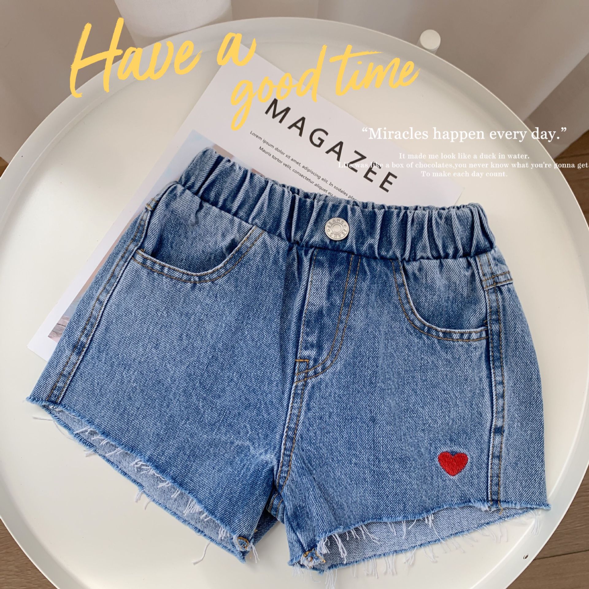 Kinderen Jeans Shorts Zomer Kinderen Meisjes Liefde Print Leuke Shorts Baby Casual Koreaanse Denim Shorts Voor Meisjes Baby zomer Broek