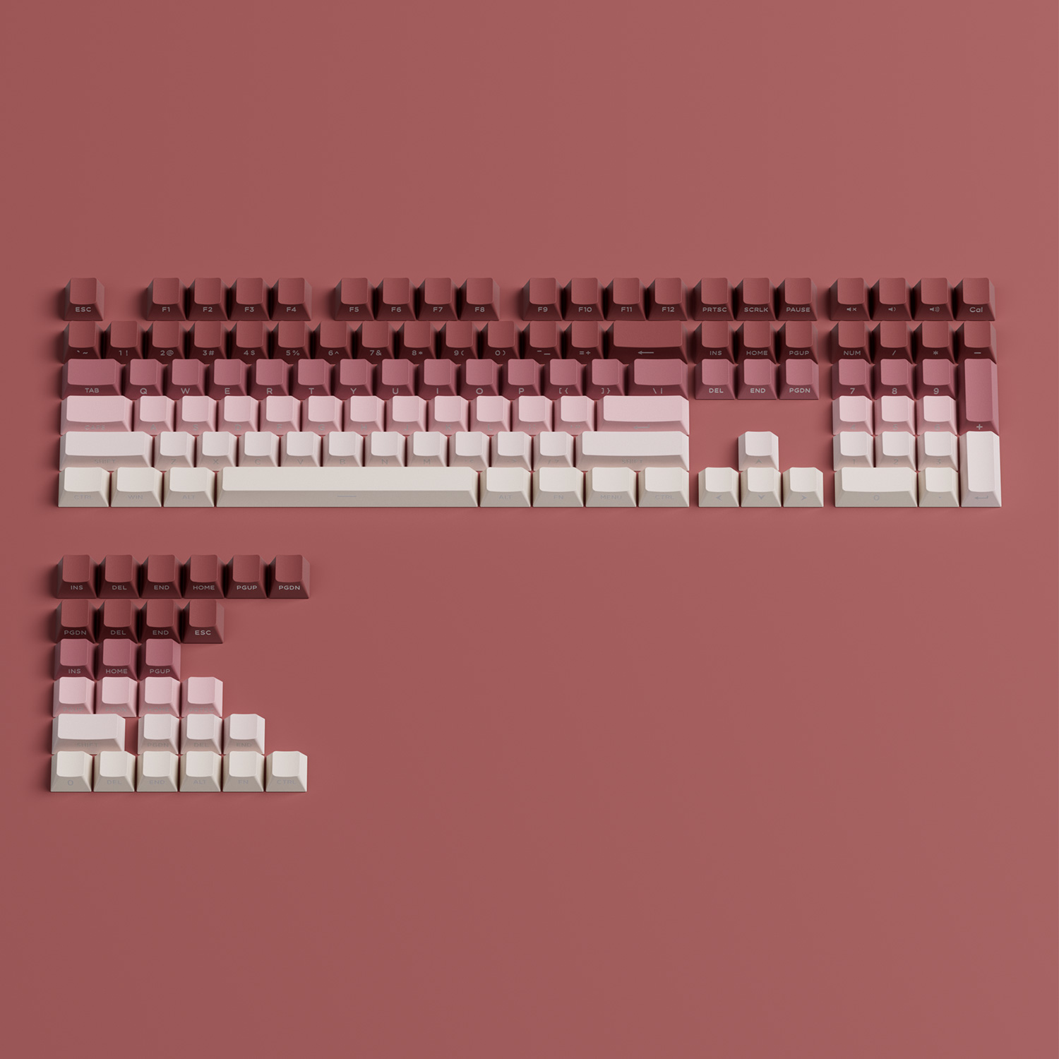 Veekos Gradient Side Printed Keycap Set Cherry Profile PBT Double Shot 136-Key Keycaps for MX Switch Custom Mechanical Keyboard: Cream Color