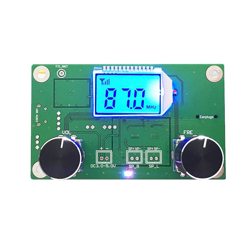 Digital Stereo FM Radio Wireless Receiver Module LCD Display DSP PLL 87.0-108.0MHz with Rotary Potentiometer with Knob: Default Title