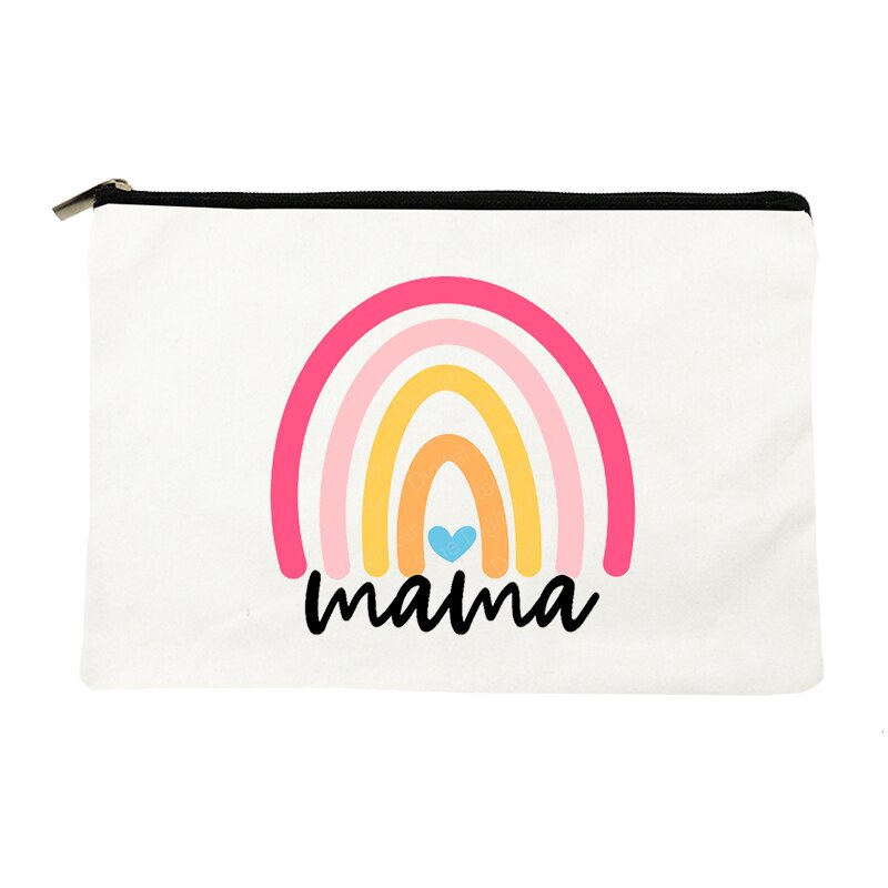 Rainbow Mama Print kosmetyczka kosmetyczka podróżna kobiety Organizer do przyborów toaletowych Tote kobieta przechowywanie makijaż torby torebka prezent dla mamy: W10106-TBWH-D