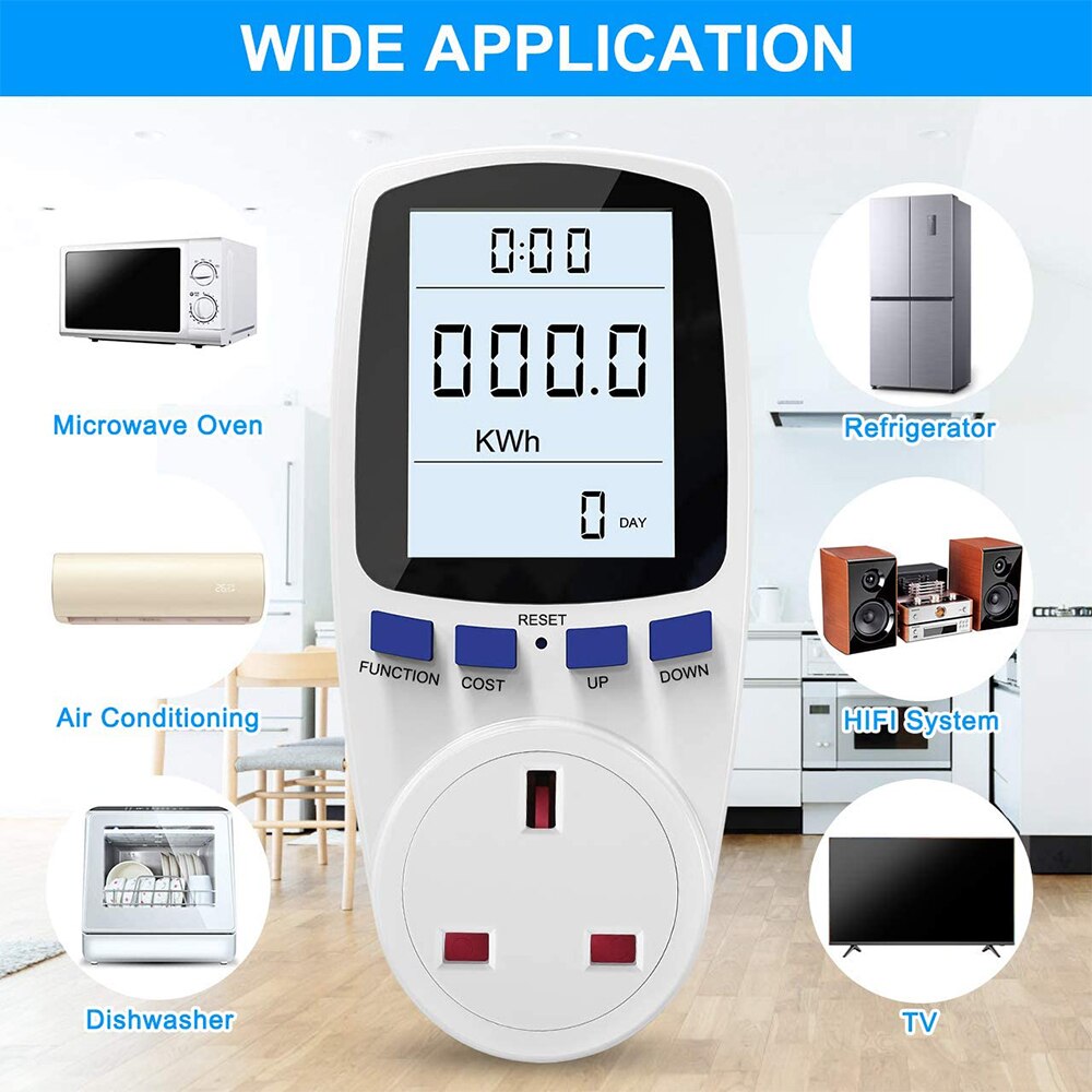 Ac Power Meter Digitale Wattmeter Britse Plug Power Meter Monitor Diagram Meten Socket Analyzer Meten Socket Analyzer