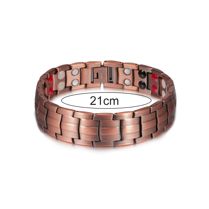 Pulsera de cobre puro, brazalete magnético de germanio para hombres, pulsera de eslabones de cadena con holograma antigua de cobre para hombres, artritis: men