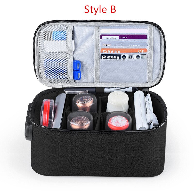 Portable Official Seal Storage Briefcase Multifunction Office Stamp Organize Bag Business Trip Code Lock Insurance Pack Supplies: Style B Black