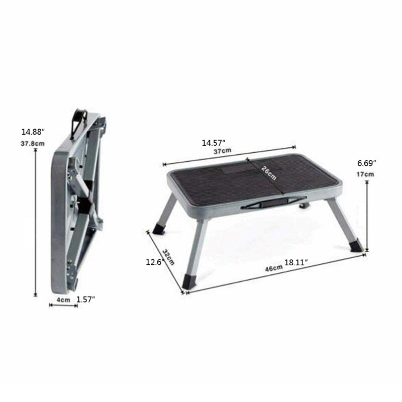 Step Stool Portable Lightweight Folding Steel Step Ladder with Anti-slip Mat and Handgrip One Step 330-Pound Capacity