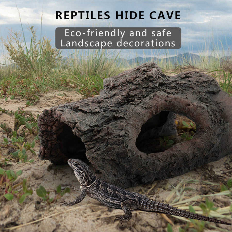 Skildpadde krybdyr skjule hule krybdyr undgå huler simulering harpiks træ bark padder landskaber firben fodring kasse dekoration