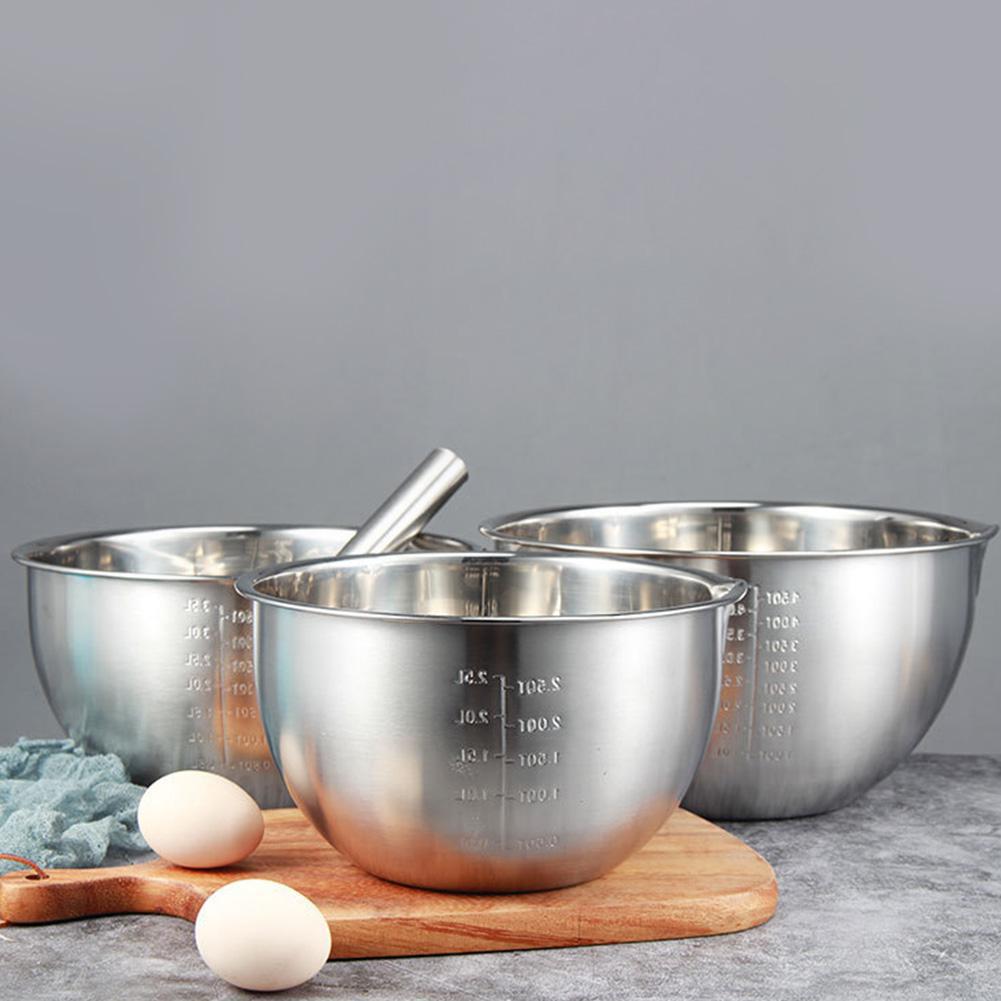 Tazón de mezcla de acero inoxidable para cocina, cuenco para ensalada, almacenamiento de alimentos, reutilizable, fácil de limpiar, para cocinar y hornear