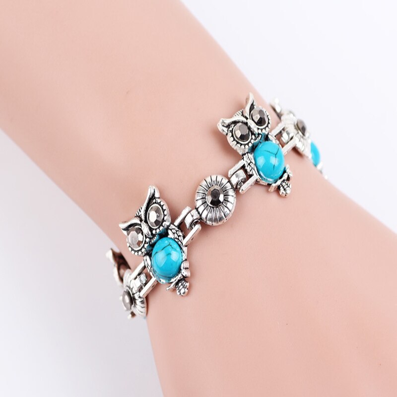 Vintage uggla smycken set dingla hänge halsband armband örhängen dam tillbehör