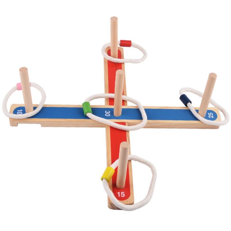 gadget GIARDINO/all'aperto CORDA PIOLI di LEGNO di LANCIO del GIOCO GIOCO di Famiglia Pioli E Corda Gioco