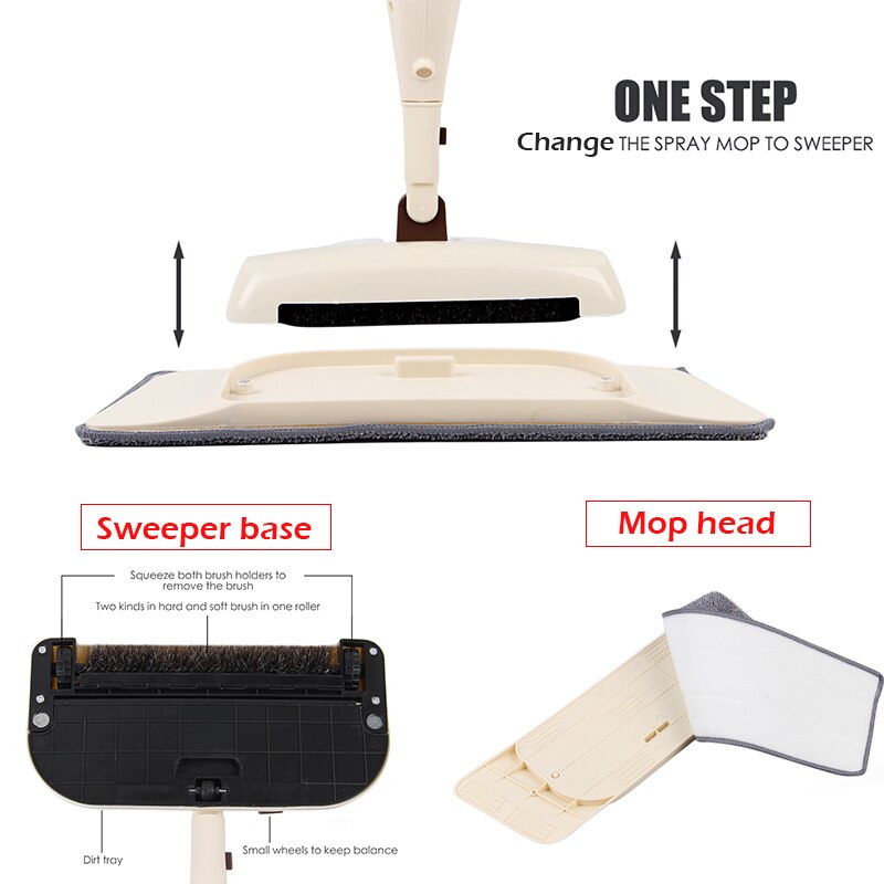 3-in-1 Spray Mop Detachable Magic Mop Wooden Floor Flat Mops Home Cleaning Tool Household with Reusable Microfiber Pads Lazy Mop