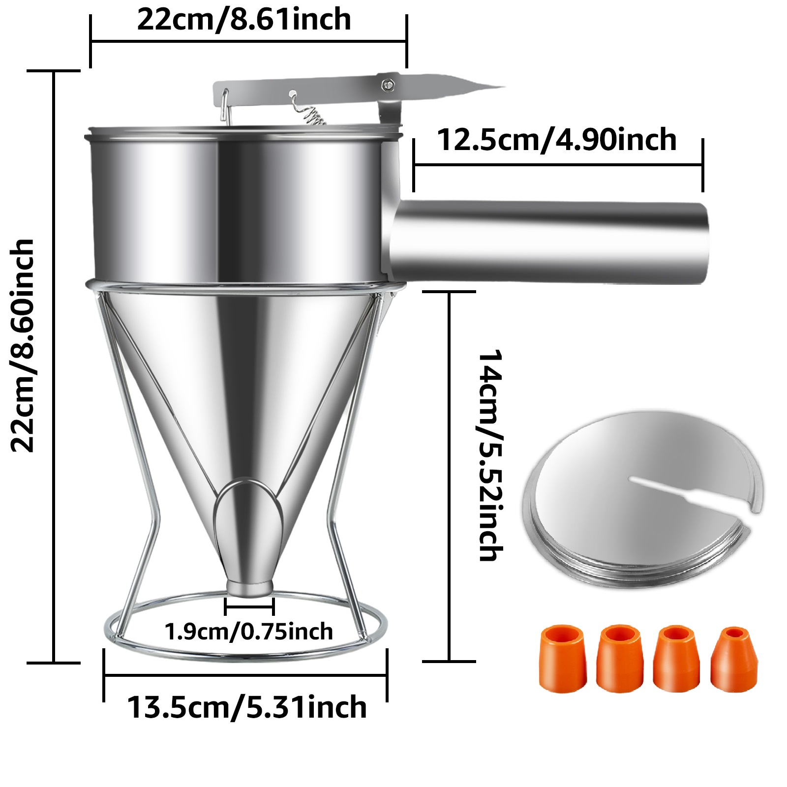 Batter Dispenser Stainless Steel Funnel Dispenser with Lid and Holder Cupcake Pancake Batter Maker Kitchen Batter Baking Tool: Pink