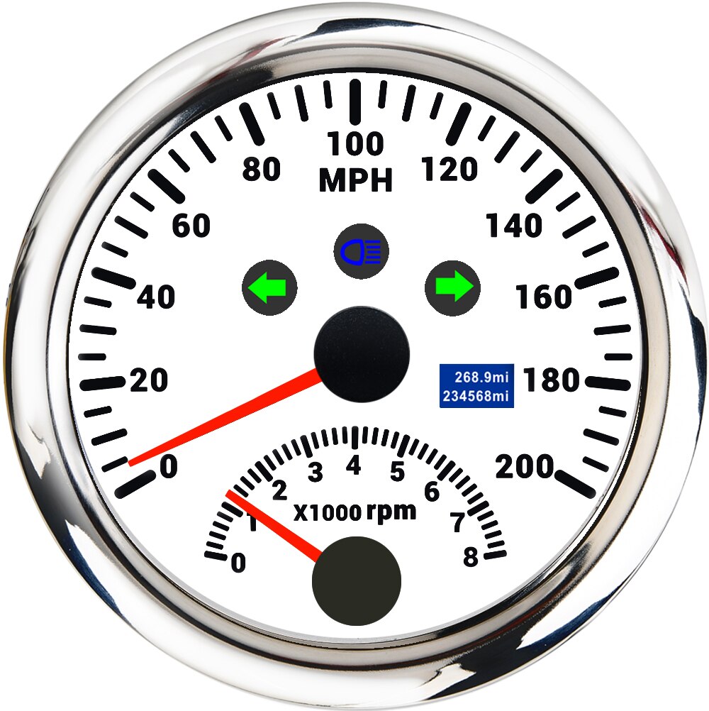 Waterproof Digital GPS Speedometer 85MM Boat Car Speed Meter Gauge 120KMH 200KMH 120MPH 200MPH Tachometer Gauge RPM Sensor 9-32V: WS 0-200MPH