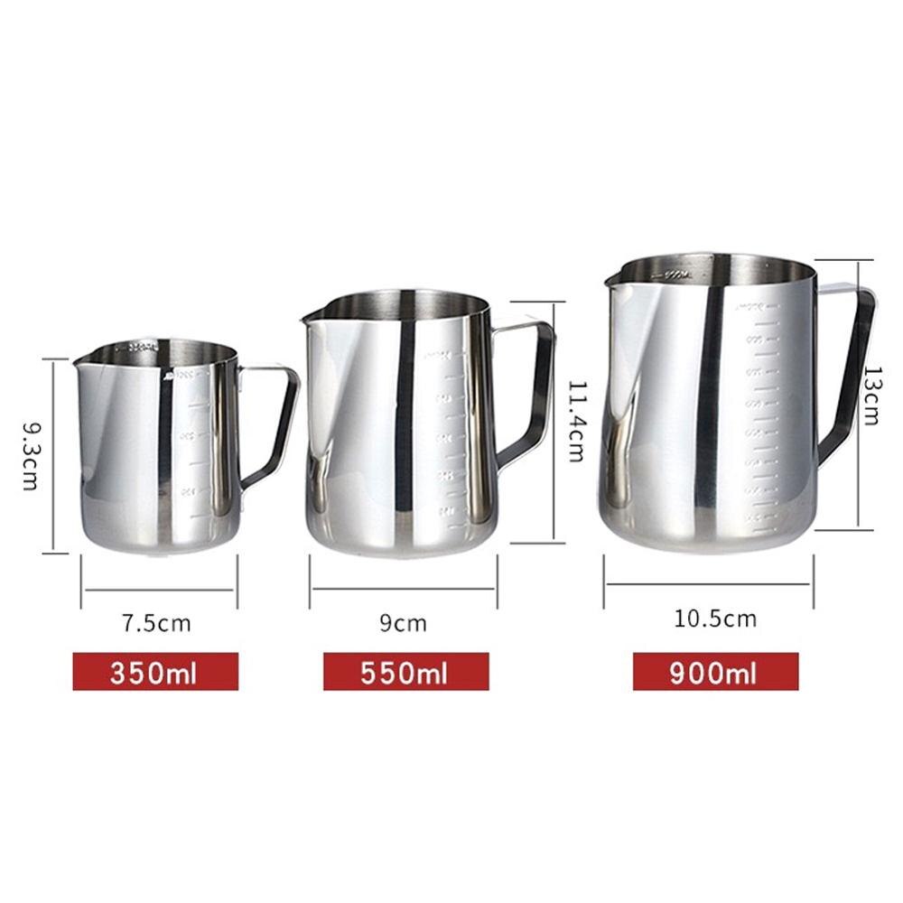 Slitstark mjölkkanna 350-900ml rostfritt stål skumning krukan dra blomma kopp kaffe mjölkskummare latte art behållare kaffe