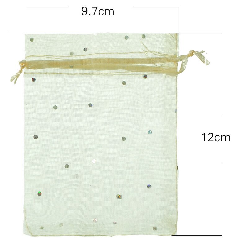 50PCs Licht Beige Pailletten Organza Bag XMAS Candy Bags Organisator Voor Sieraden Tassen Voor Verpakking EEN