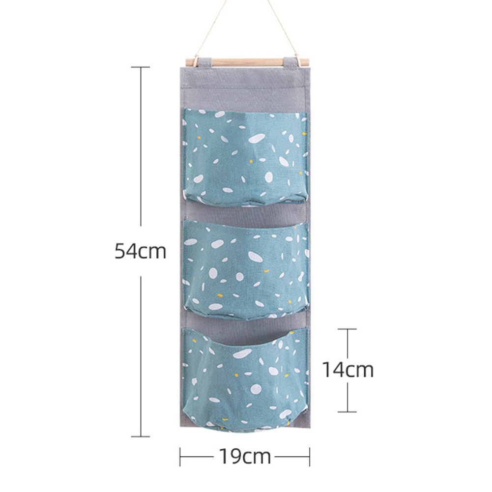 3 bolsillos Oxford tela colgante de pared de puerta diversos bolsa de almacenamiento armario de algodón Lino baño bolsa de almacenamiento organizador de juguetes cosméticos