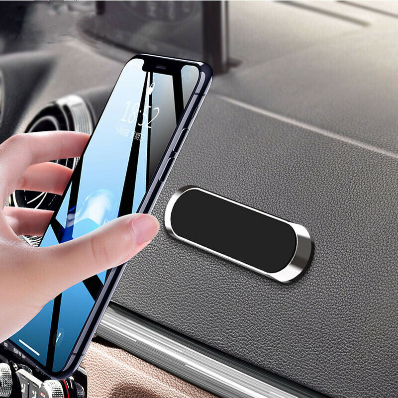 Magnetic Car Phone Holder Dashboard Mini Strip Shape Stand For iPhone Samsung Xiaomi Metal Magnet GPS Car Mount for Wall