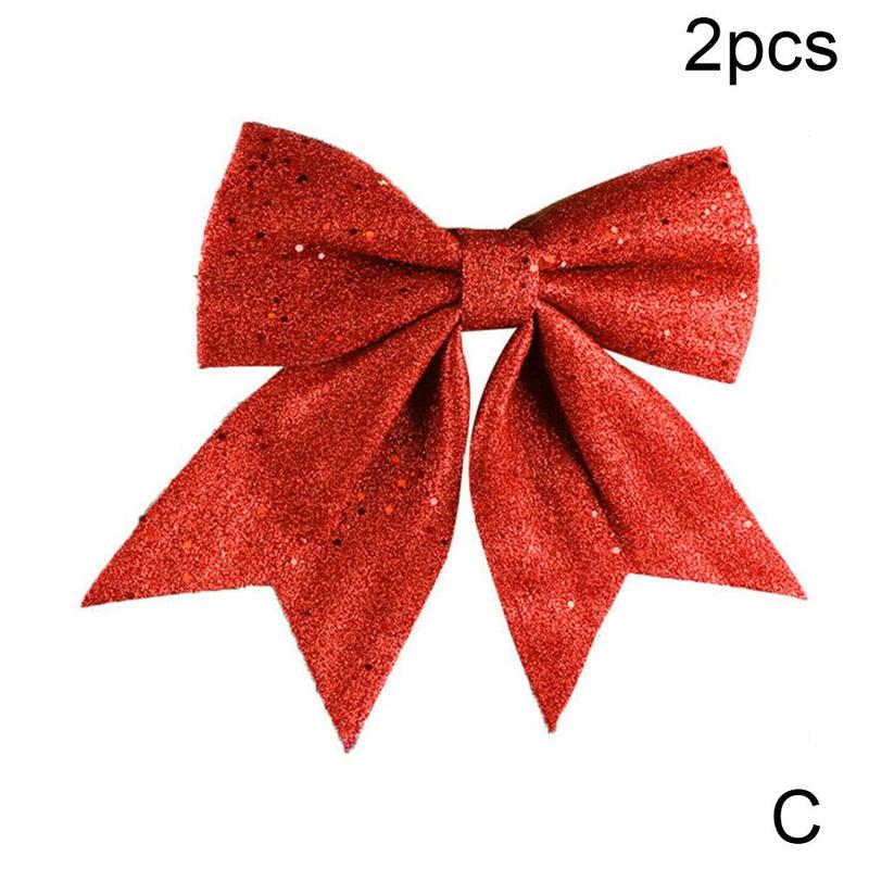 2 stuks mooie strik kerstversiering kerstboomdecoratie festival feest huis strikken kerstballen kerstballen jaardecoratie: C