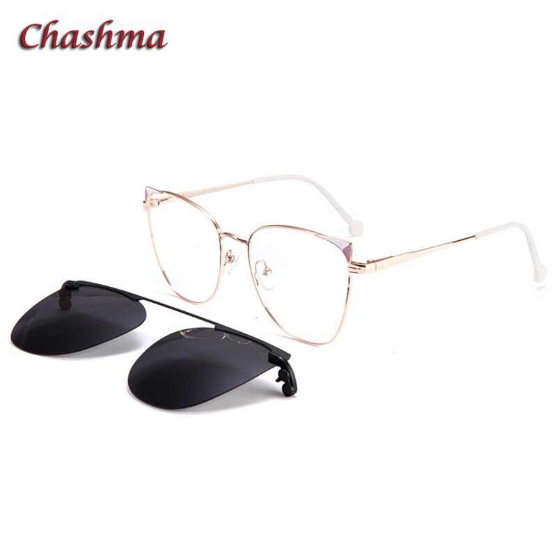 Chashma-Clips para gafas de sol con bisagra magnética para mujer, lentes ópticas graduadas, Ojo de gato, UV400: C5