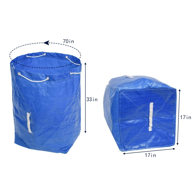 Multifunction Large Capacity Outdoor Garden Heavy Duty Leaf Bag Durable Reusable Waste Bag Blue Organizer Bag Portable M