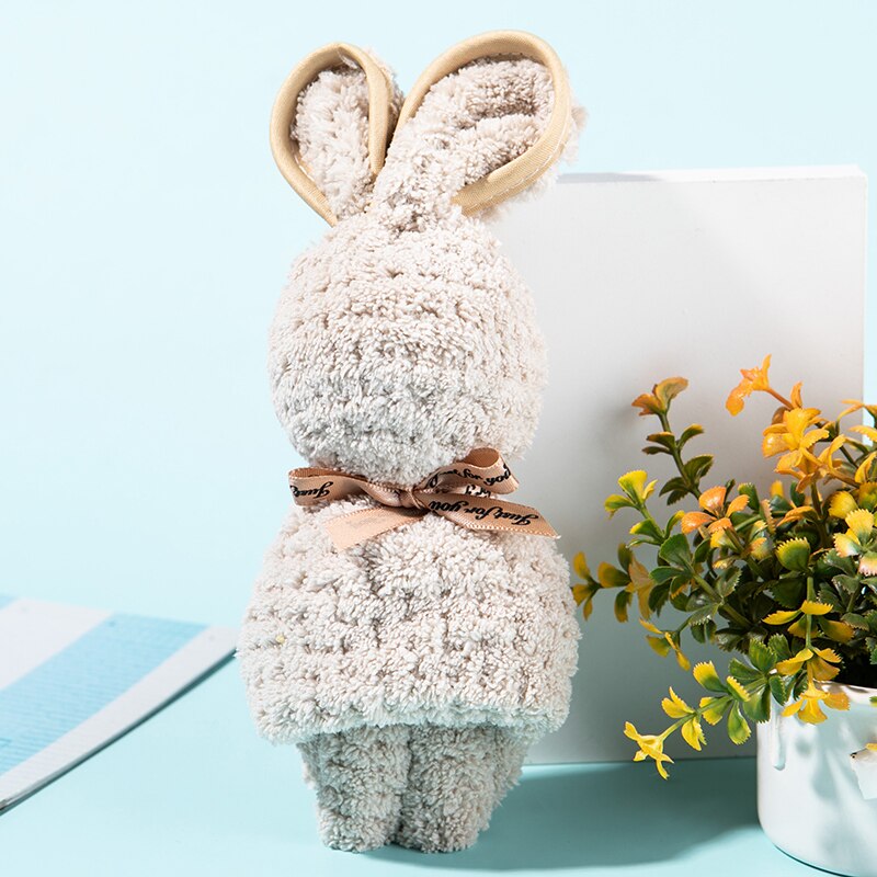 Cute Bunny Rabbit Shape Towel Super Absorbent Baby Bath Towel Thick Soft Bathroom Towels Comfortable Doll Bath Towels: coffee / rabbit