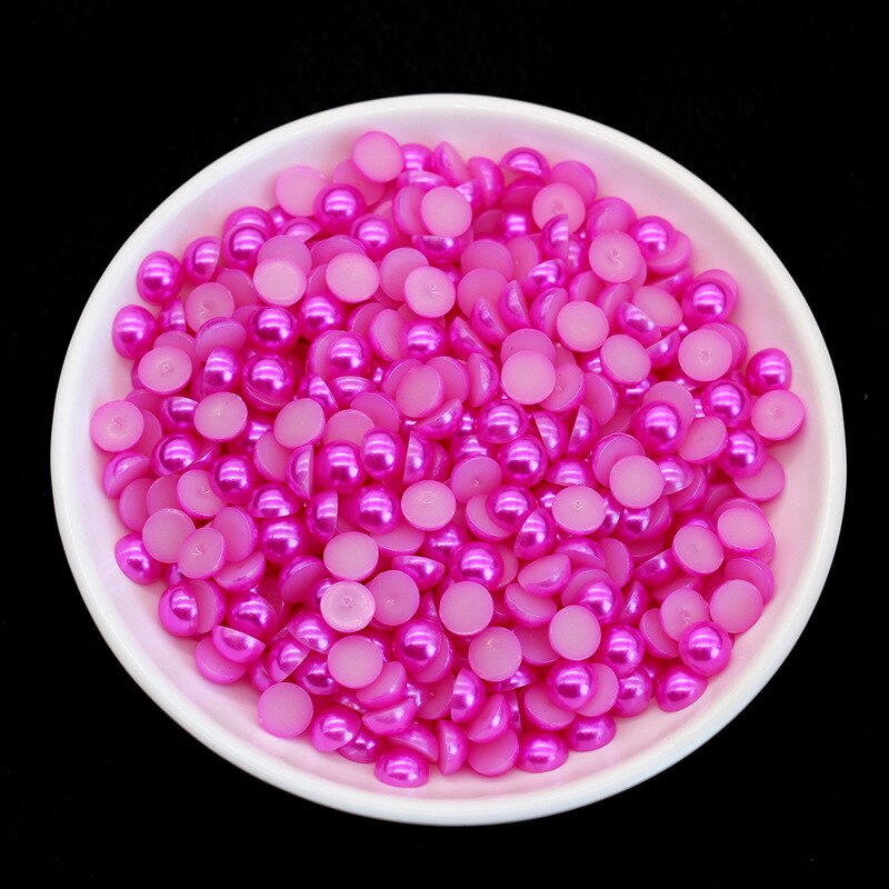 2mm 5000 Uds. Perlas falsas de respaldo plano ABS-Ropa y costura de diamantes de imitación de perlas-Scrapbooking confección de tarjetas perlas: 15-Rose Pink