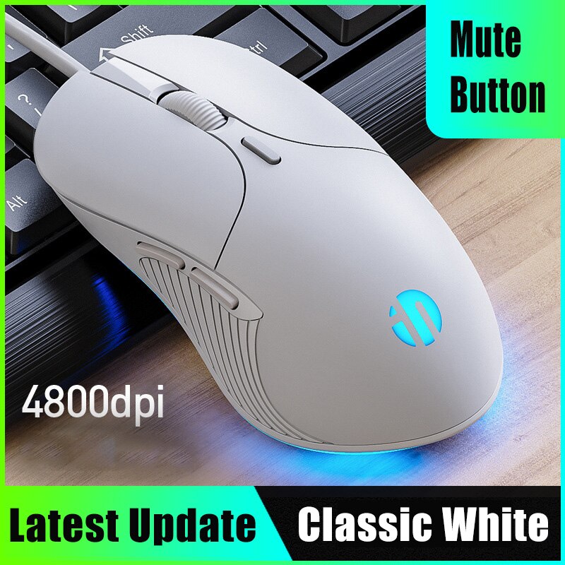 Infinic  pb1p hemmaspel mus trådbunden kontor mute mus sju färg lysande esports mus makro definition: Vit