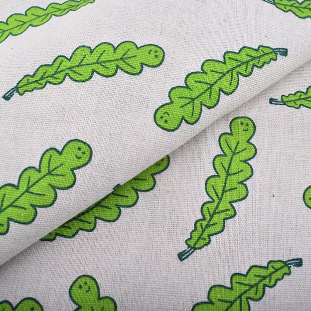 Chainho, serien med grønne blade, trykt bomuldshørstof til gør-det-selv-quiltning og syning af sofa, bordtøj, gardin, taske, pudemateriale: C 1 stk / 50 x 150cm