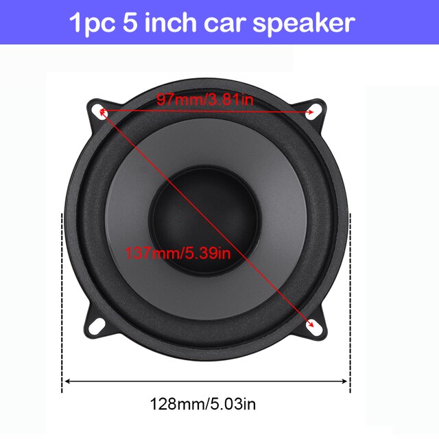 1pc/2 st 4/5/6 tum 400/500/600w 2 -vägs bil hifi koaxial högtalare fordonsdörr auto ljud musik stereo spelare högtalare för bil: 1pc 5 tum 500w