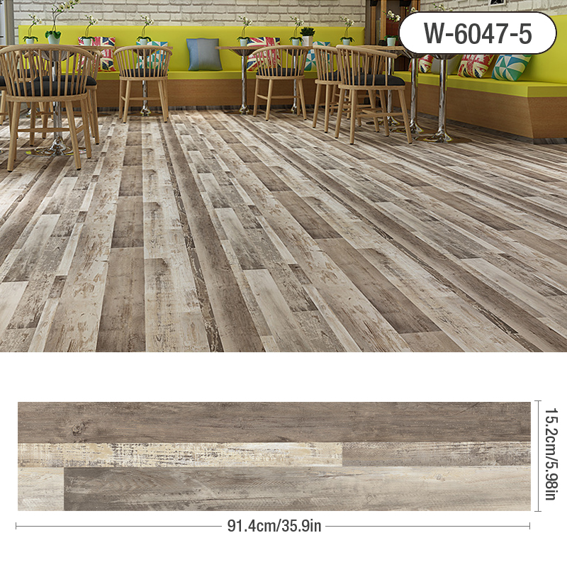 Zelfklevende houtnerf vloer muurstickers PVC behang voor woonkamer toilet keuken thuis vloer decor waterdichte sticker: Zilver