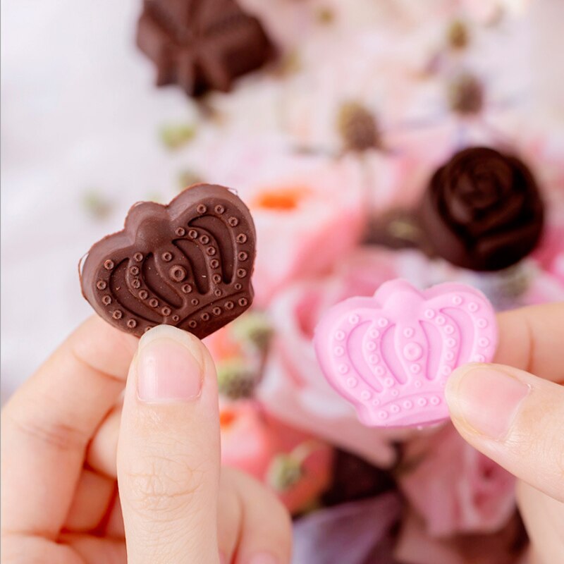 16Packs/Lot Chocolade Bloemen Vormen Creatieve Schattige Briefpapier Potlood Rubber Eraser Student School Office Supplies