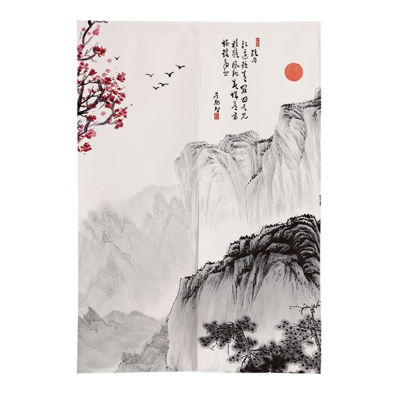 Chinese Inkt Landschap Deur Gordijn Slaapkamer Partitie Gordijn Keuken Half Gordijn Japanse Gordijn Noren Feng Shui Gordijn: 01 / 85x150cm