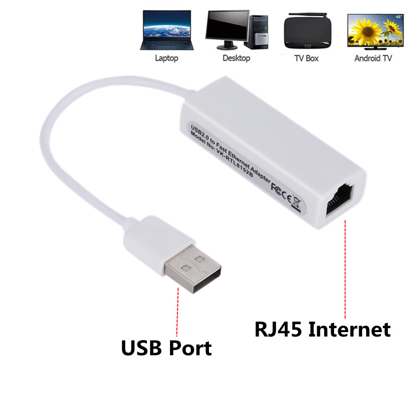 Portable USB 2.0 To RJ45 Network Card 10/100Mbps USB To RJ45 Ethernet Lan Adapter for PC Laptop Windows XP 7 8