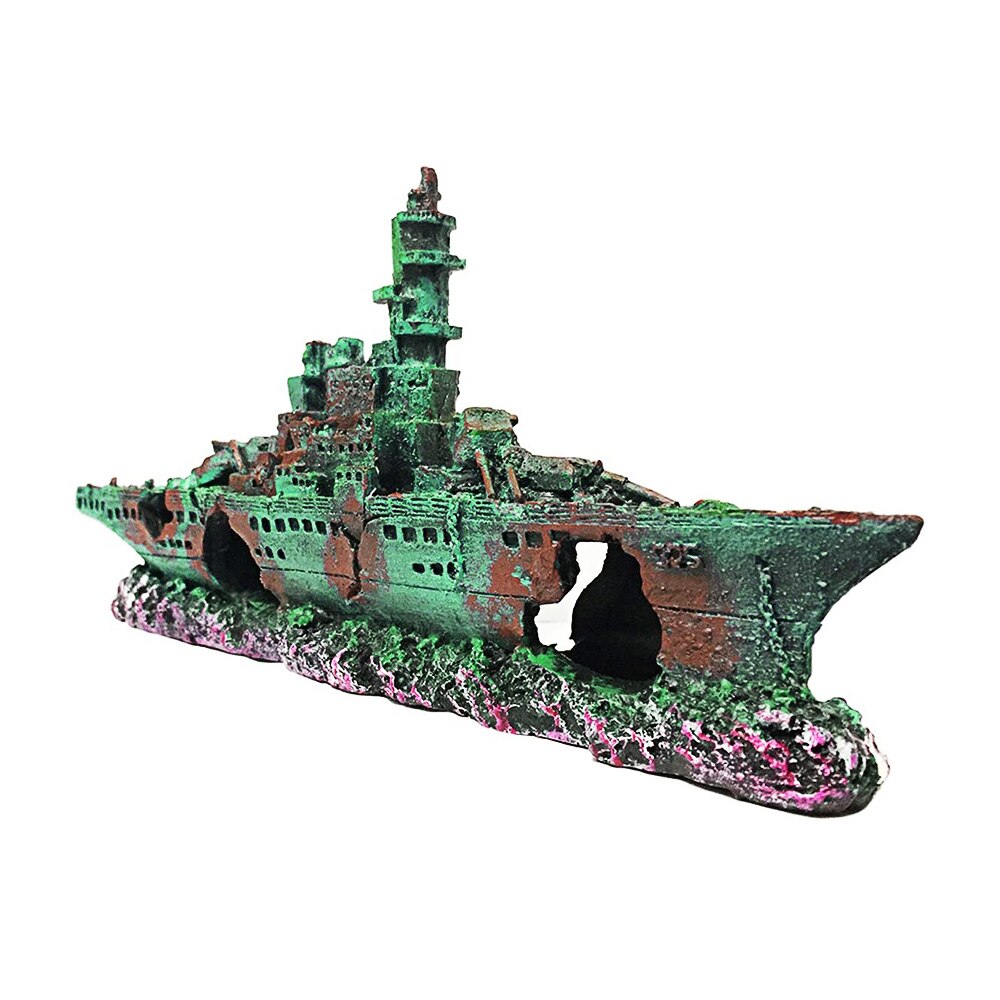 Acuario de peces, paisaje de Barco Pirata, barco de naufrago, decoración de barco de resina, ornamento, accesorios de decoración,