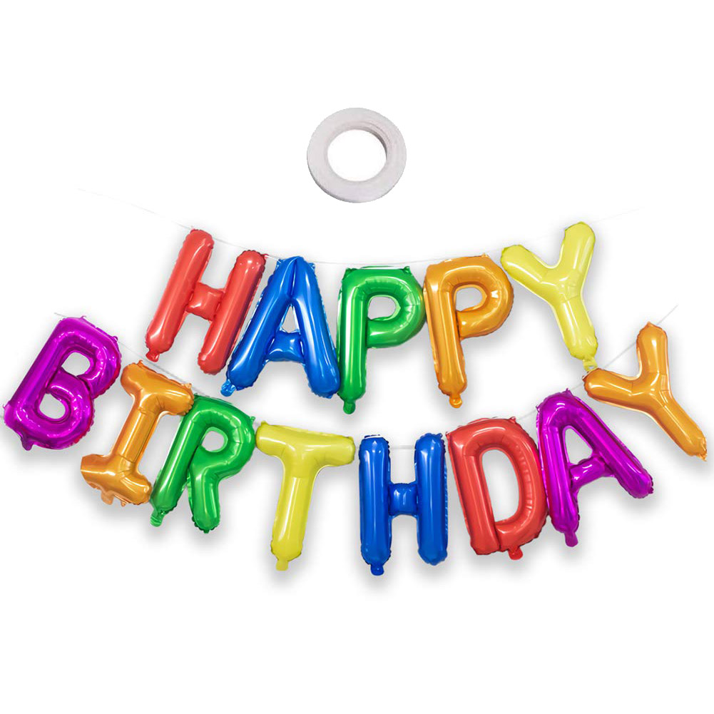 Gullblå bursdagsballong 16 cm foliebokstaver bursdagsskilt banner med bursdagsmotiv til jenter takrenne låve voksne bursdagsdekorasjon: Krem