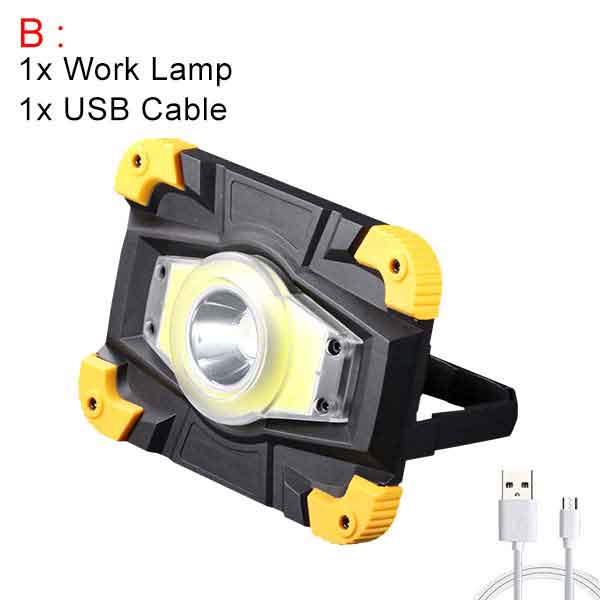 100w lamper ledet kolbe bærbar søkelyset camping lampe lanterne usb lade arbeidslys 18650 flomlys makt bank søkelys: B