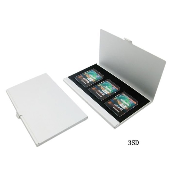 Draagbare card box houders Aluminium Memory Card Case voor 3 PCS SD Card