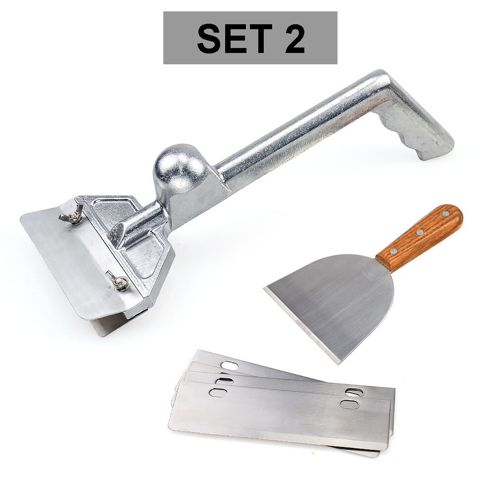 Grill Scraper Oven ShangPeiXuan Ceaning Tool Aluminum Commercial Pan Scraping5 Blades Small Slope Edge Grill Scraper: Set 2