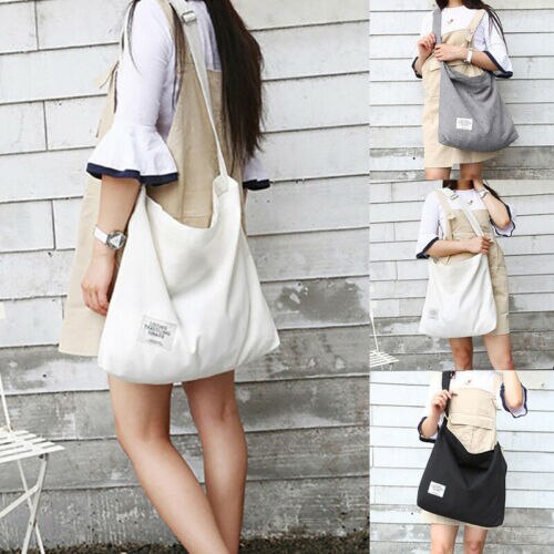 Women Canvas Shoulder Bag Crossbody Messenger Tote Girls Travel Satchel Handbag Shopping Bag