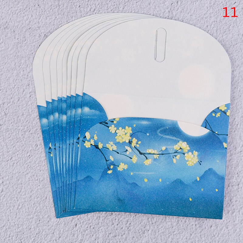 10 juegos de Sobres de papel con flores estilo chino clásico para cartas, papelería creativa, tarjetas postales de papel, tarjetas de papel, álbumes de recortes: N11