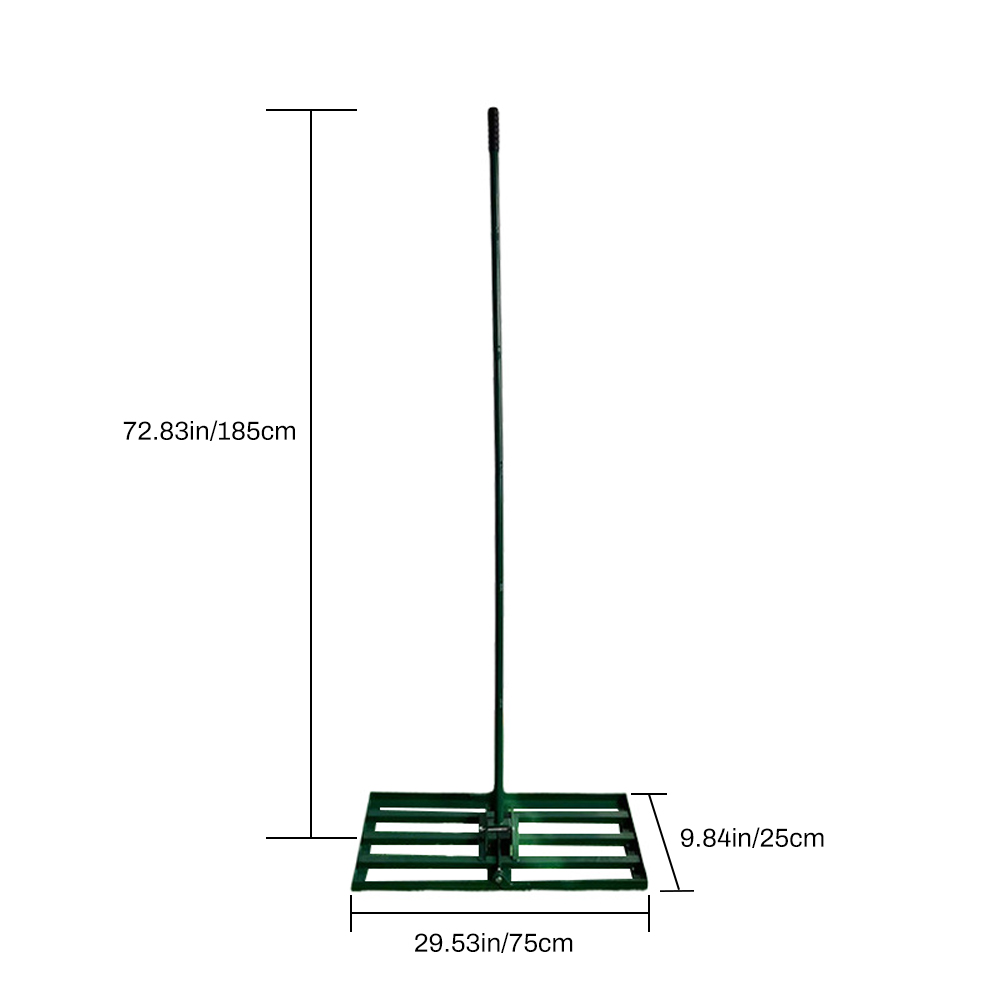 Rastrillo nivelador de césped de 75cm, herramienta de jardín con mango Extra largo para preparación de superficies de césped, acero inoxidable: Gris oscuro