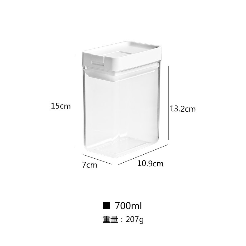 Kitchen Transparent Food Storage Box Sealed Dust Keep Fresh Storage Jar Containers Refrigerator Noodles Grain Food Organization: square-700ml