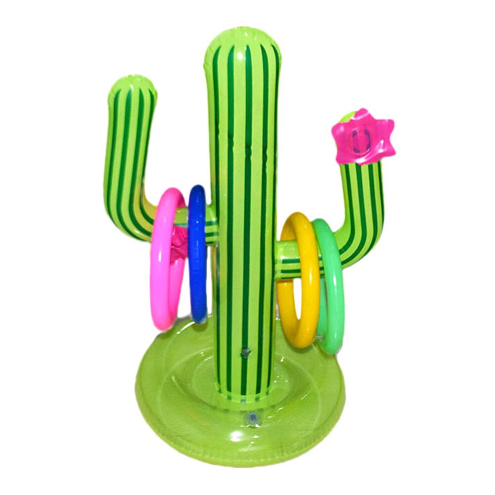 Inflatable Cactus Ring Toss Game Set Target Toss Ferrules Floating Swimming Ring Outdoor Children Intelligence Classic Game