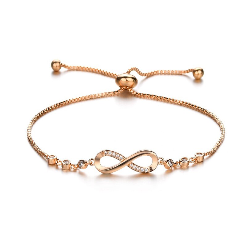 Geometric 8 Eight Bracelet For Women Female Twist Chain Crystal Zircon Bracelets Jewelry Romantic Women Valentine: Gold